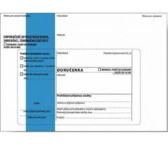 Obálka s doručenkou a odtrhovacím poučením (správní řád) B6, modrý pruh, text, 100 ks, 125 x 176