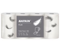 Papír toaletní Katrin Plus 160 útržků, 2-vrstvý bílý , 18m / 8 ks