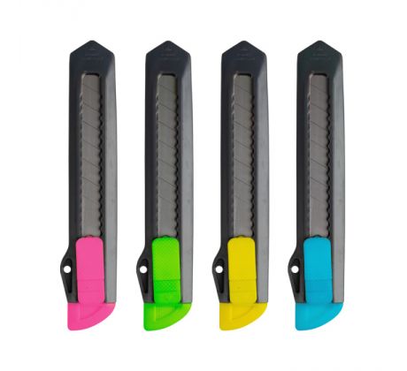 Nůž zalamovací plastový velký (18mm) Kores mix barev
